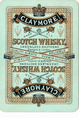 1 Wide Playing Swap Card Brewery Claymore Scotch Whisky Rare Green