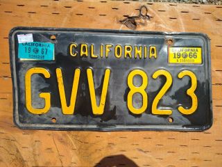 Black And Gold 1966 67 Tags California License Plate Number Gvv 823