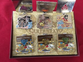 Rare Pirates Of The Caribbean 50th Anniversary Pin Set With Chase