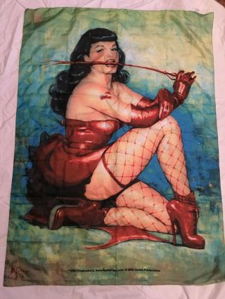 Olivia De Bernardis Bettie Page Red Leather And Whip Fabric Poster 30 X 42