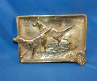 Vintage Brass Ashtray,  Setter Hunting Dog,  Virginia Metal Craft,  3 - 2 Setter.