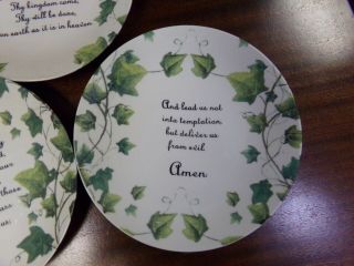 The Lords Prayer On Three Decorative Plates Ivy Trim Each is 8 