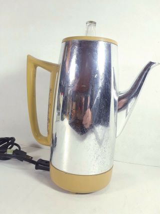 Vintage GE General Electric Immersible 9 Cup Harvest Gold Percolator Coffee Pot 3