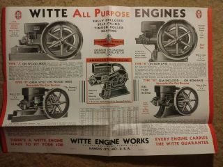 Vintage Witte Engine double - sided poster w/product specs & features 2
