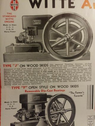 Vintage Witte Engine double - sided poster w/product specs & features 3
