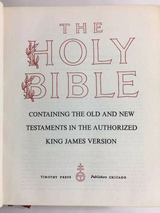 The Holy Bible,  containing the Old and Testaments in the Authorized KJV,  1959 8