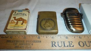 Vintage ✔joe Camel✔ Brass ✔ Zippo And (2) Camel Novelty Cigarette Lighters