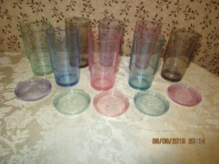 8 Vgt Tupperware Acrylic Tumblers/coasters Pastel Colors,  16oz,  Euc