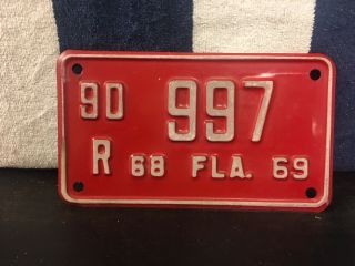 Vintage 1969 Florida Motorcycle License Plate