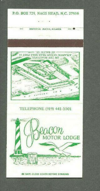 Vintage Beacon Motor Lodge Nags Head Nc Matchcover Matchbook Cover