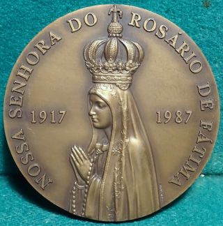 Our Lady Fatima / Small Chapel - 70 Years Apparitions 80mm 1987 Bronze Medal