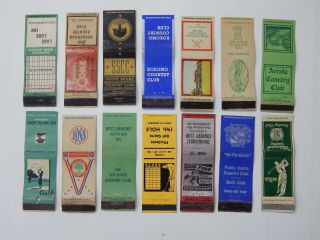 14 Vintage Matchbook Covers - Advertising Golf Courses And Country Clubs