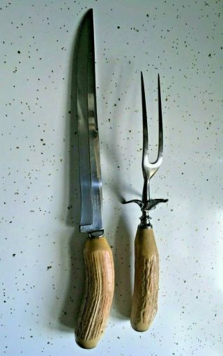 Case Xx Carving Set Stag Handles Master Chromium Carver Knife Meat Fork 9 " Blade