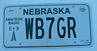 Nebraska Amateur Ham Radio Operator License Plate " Wb7gr " Ne Neb Wb 7 Gr