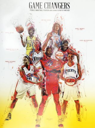 Basketball Poster Black Women Wnba Sports History Print African American (18x24)