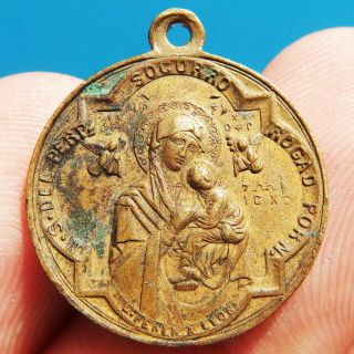 LARGE ST ALPHONSUS LIGUORI MEDAL OLD OUR LADY OF PERPETUAL HELP RELIGIOUS CHARM 3