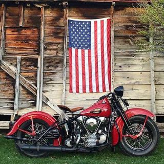 U.  S.  A.  Flag Harley - Davidson Knuckle Head Bobber Fridge Magnet 3 " X 3 "