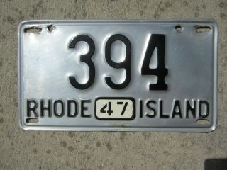 Rhode Island 1947 License Plate Low 3 - Digit Number 394