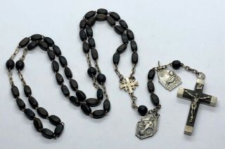 † Nun Early 1900s Antique Gutta - Percha Beads Rosary,  Pilgrimage To Jerusalem †