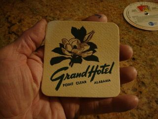 Vintage Drink Coaster " Grand Hotel " Point Clear,  Alabama - Holiday Cheer Collect