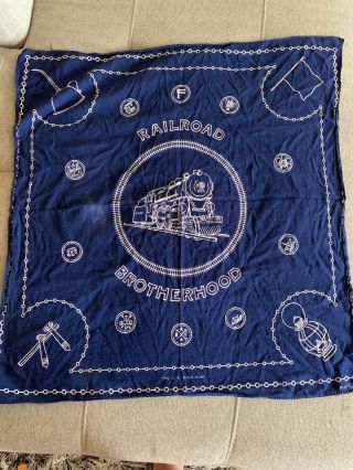 Railroadiana Rare Railroad Brotherhood Handkerchief Bandana 24” Sq