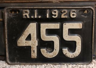 1926 Rhode Island Low Number 3 Digit Rare Scarce License Plate 455