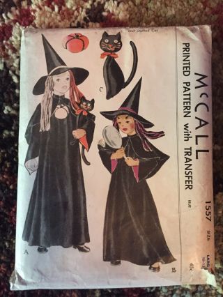 Mccalls Pattern 1950’s Halloween Witch Size Girls Large 10 - 12 Vtg Uncut