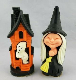 2 Vintage Wizard Air Freshener Witch Ghost Haunted House Halloween Figures