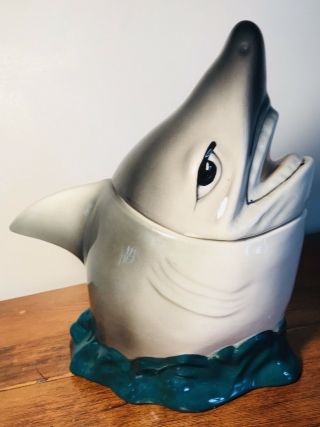 Rare Vintage Shark Ross Art Ceraminc Cookie Jar