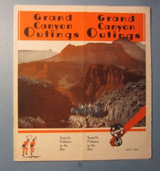 Old Vintage 1935 - Santa Fe Railway - Grand Canyon Outings - Travel Brochure
