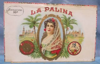 Vintage Cigar Box Wooden Lid La Palina Excellentes 10 Cents