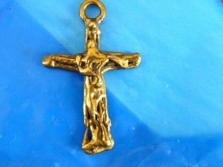 Vintage Hand Made Brass Crucifix Cross Pendant Custom Made