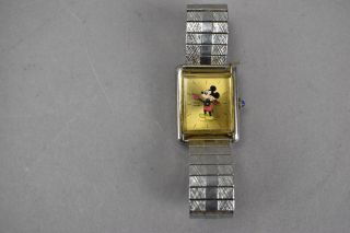 Wdp Bradely 17 Jewel Swiss Movement Mickey Mouse Watch Oblong Case