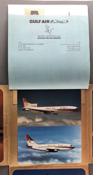 Gulf Air Golden Falcon Brochure Cabin Crew Pic Airline Issue Postcard Route Map