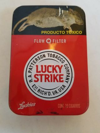 Collectible Mexican Lucky Strike Cigarette Metal Tin Tobacco Tobacciana Mexico