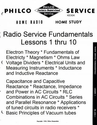 Philco Radio Service Fundamentals Home Study Course Cdrom Pdf
