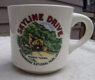 Vintage Skyline Drive Mug,  Shenandoah National Park Virginia,  1960s,  Tunnel,  Ceramic