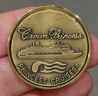 Vintage Crown Princess Lines Cruise Line Brass Medallion Token For Paperweight