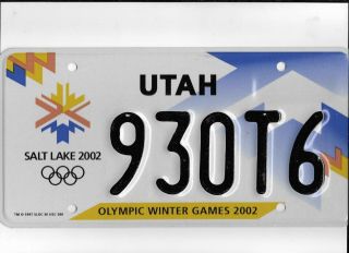 Utah Passenger 2002 License Plate " 930t6 " Salt Lake City Olympics