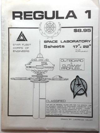 Vintage Star Trek Regula 1 Space Station Blueprint Set,  Patch - 5 Sheets 17 " X 22 "