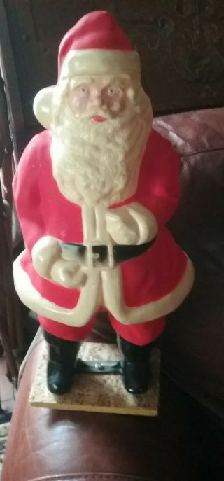 Vintage Santa Hard Plastic Standing Blow Mold Christmas Light 17 Inches Tall
