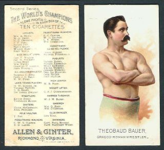 N29: Ginter Champions: Bauer: Wrestling: Wrestling Tobacco Cigarette Card 1889