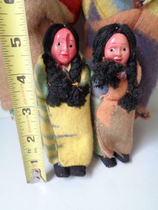 4 Antique Vintage Native American Indian Skookums Dolls with Papoose Baby 4