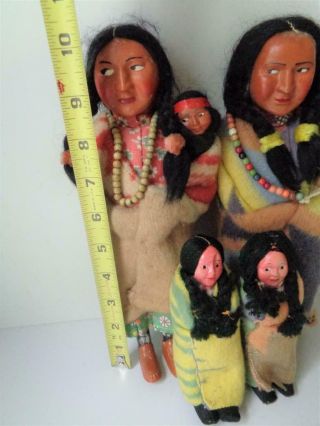 4 Antique Vintage Native American Indian Skookums Dolls with Papoose Baby 5