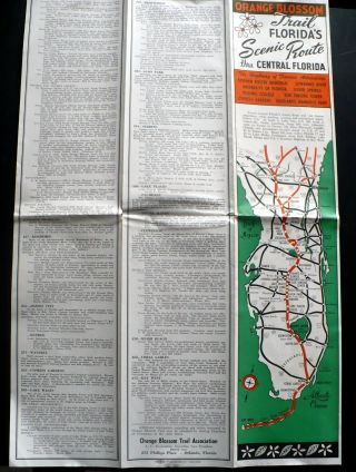 1950s Orange Blossom Trail Thru Central Florida To Miami Strip Map