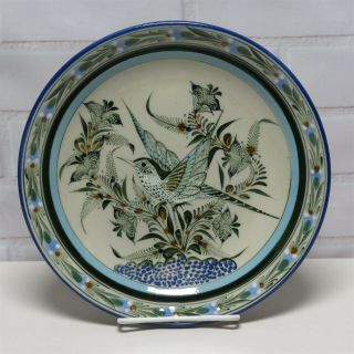 Vintage Mexico Ken Edwards Chale Pottery Round Plate Platter Decorative Bird 10 "