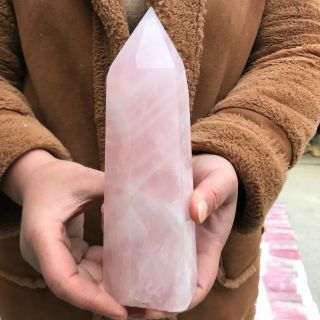 890g A,  Natural Rose Pink Obelisk Quartz Crystal Pyramid Terminated Wand FF93 5
