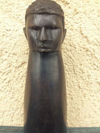 Wooden African Hand Carved Wood Man Bust Sculpture / Statue / Figure