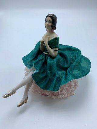 Pin Cushion Doll With Ceramic Legs And Body - Porcelain Pin Cushion Doll