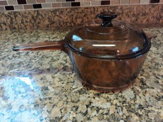 Corning Ware Amber Visions 2.  5l Covered Saucepan Pot Made In Usa